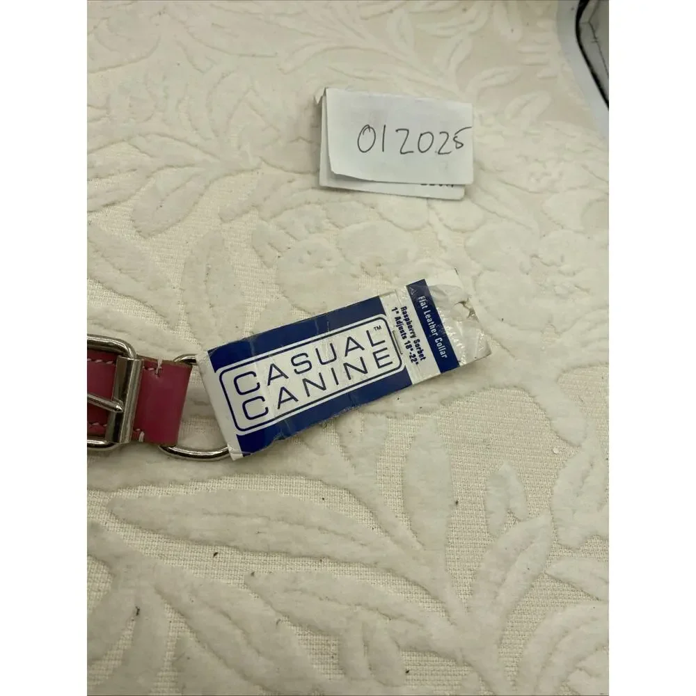 Casual Canine Rasberry Sorbet Lea Stitched Dog Collar 1” Adjusts 18” -22”NWT